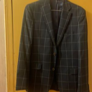 Saks Fifth Ave blue/white window pain blazer, 40 long,slim fit